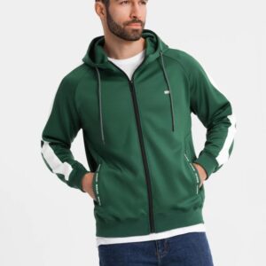 Pánska mikina s kapucňou na zips- zelená
