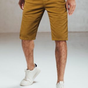 Trendové kraťasy elegantné pre pánov horčicové