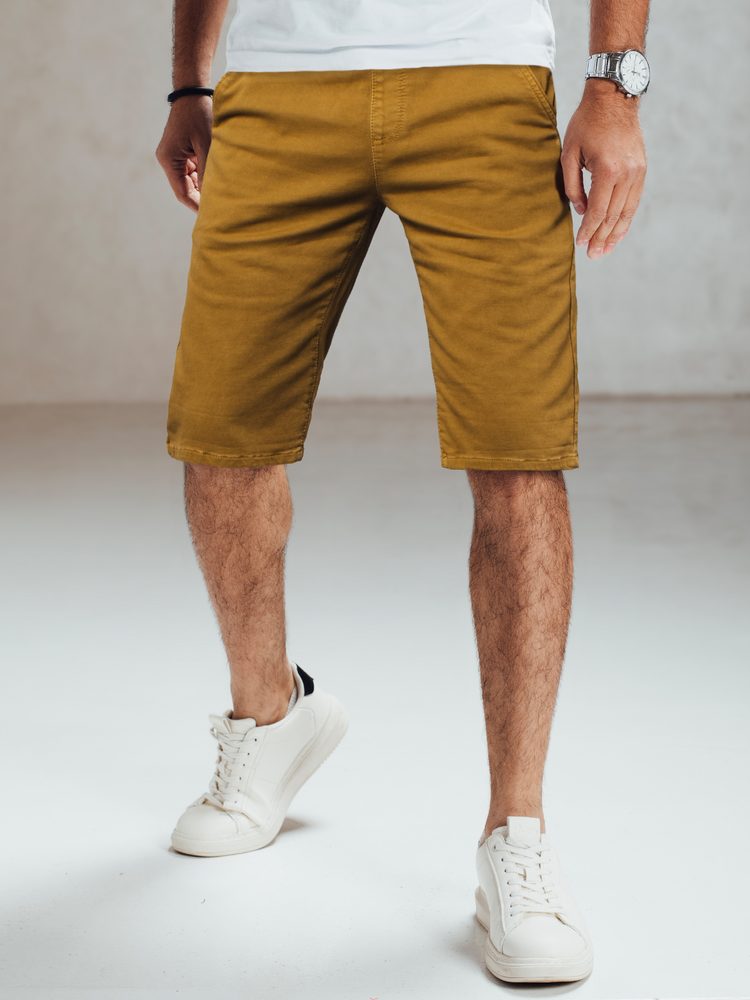 Trendové kraťasy elegantné pre pánov horčicové