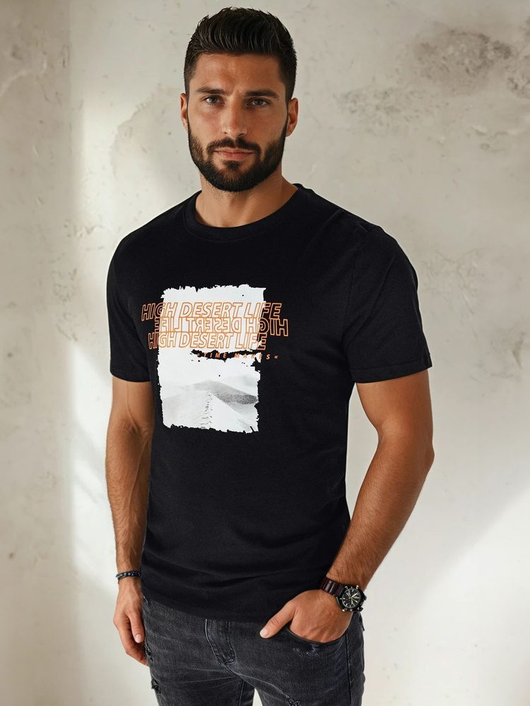 Trendy tričko s krátkym rukávom pre pánov čierne