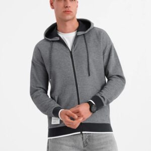 Pánska mikina s kapucňou na zips- čierna
