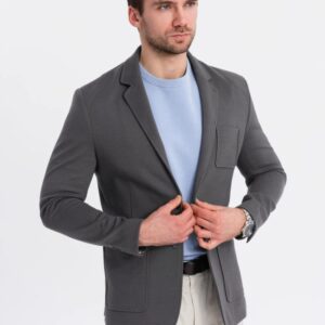 Trendy sako pre pánov slim fit grafitové