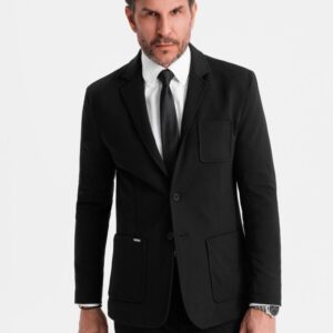 Trendy sako pre pánov slim fit čierne