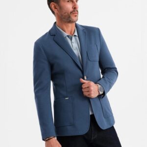 Trendy sako pre pánov slim fit tmavomodré