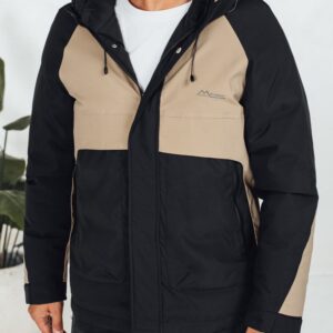 Trendy bunda s kapucňou pre pánov bielo-čierna