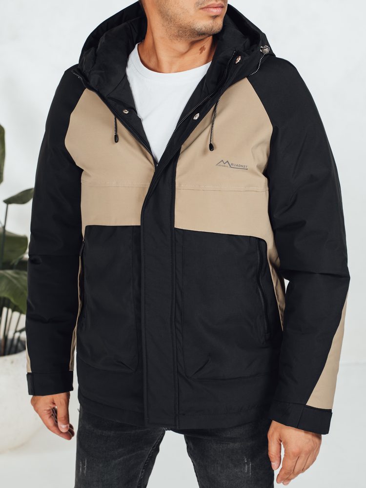 Trendy bunda s kapucňou pre pánov bielo-čierna