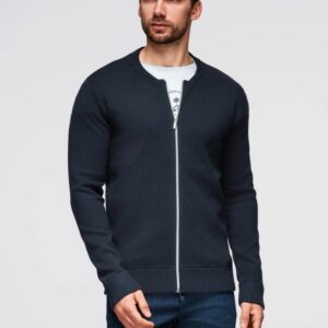 Trendy pánsky sveter na zips tmavomodrý