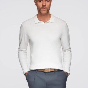 Elegantná pánska polokošeľa s dlhým rukávom biela