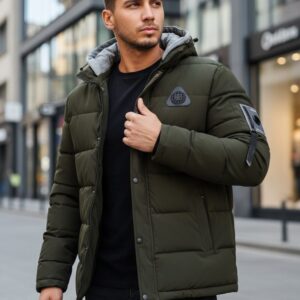 Trendy zimná bunda s kapucňou zelená