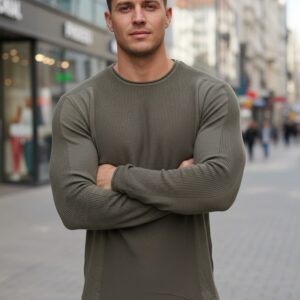 Štýlový sveter khaki-pre mužov