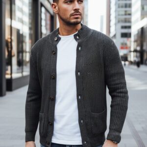 Trendy pánsky kardigán šedý