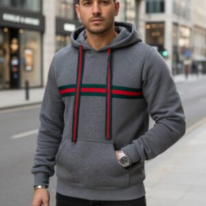 Pánska mikina s trendy ozdobným pásom šedá