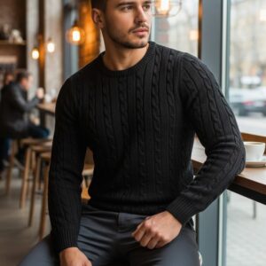 Trendy sveter pre pánov čierny
