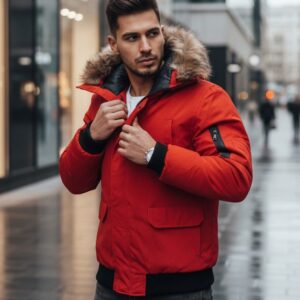 Trendy pánska červená bunda