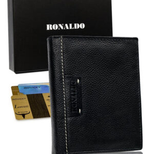 Veľká čierna kožená pánska RFID peňaženka - Ronaldo