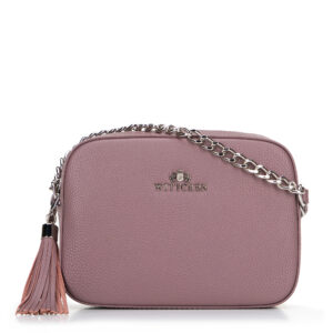 Dámska kožená kabelka typu crossbody s retiazkou 29-4E-015-F