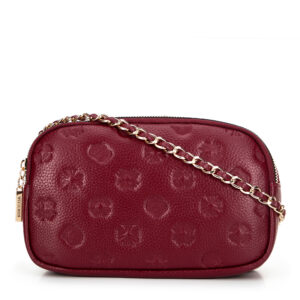 Dámska kožená crossbody kabelka na retiazke oranžová 99-4E-305-6