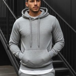 Trendy mikina s kapucňou pre pánov sivá