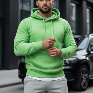 Mikina s kapucňou-muži-zelená