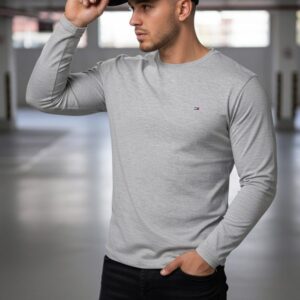 Bavlnené tričko s dlhým rukávom šedé