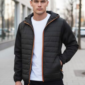 Trendy pánska prešívaná bunda čierna