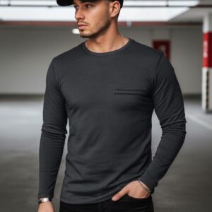Pánske tričko s dlhým rukávom v tmavošedej farbe