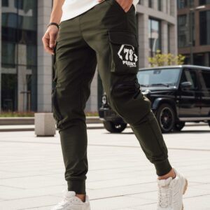 Trendy jogger kapsáčové nohavice pre pánov zelené