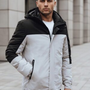 Trendy bunda s kapucňou pre pánov šedá