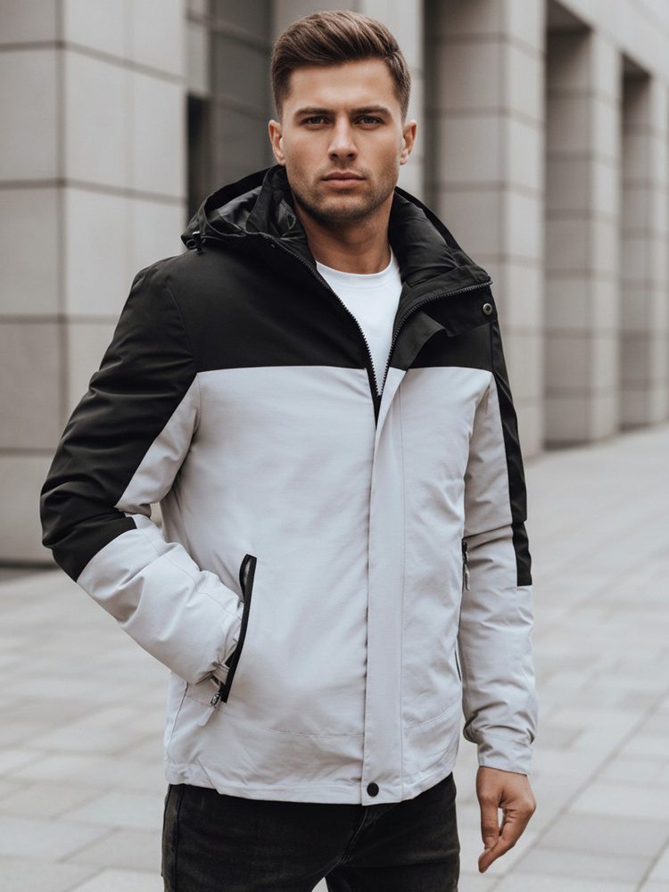 Trendy bunda s kapucňou pre pánov šedá